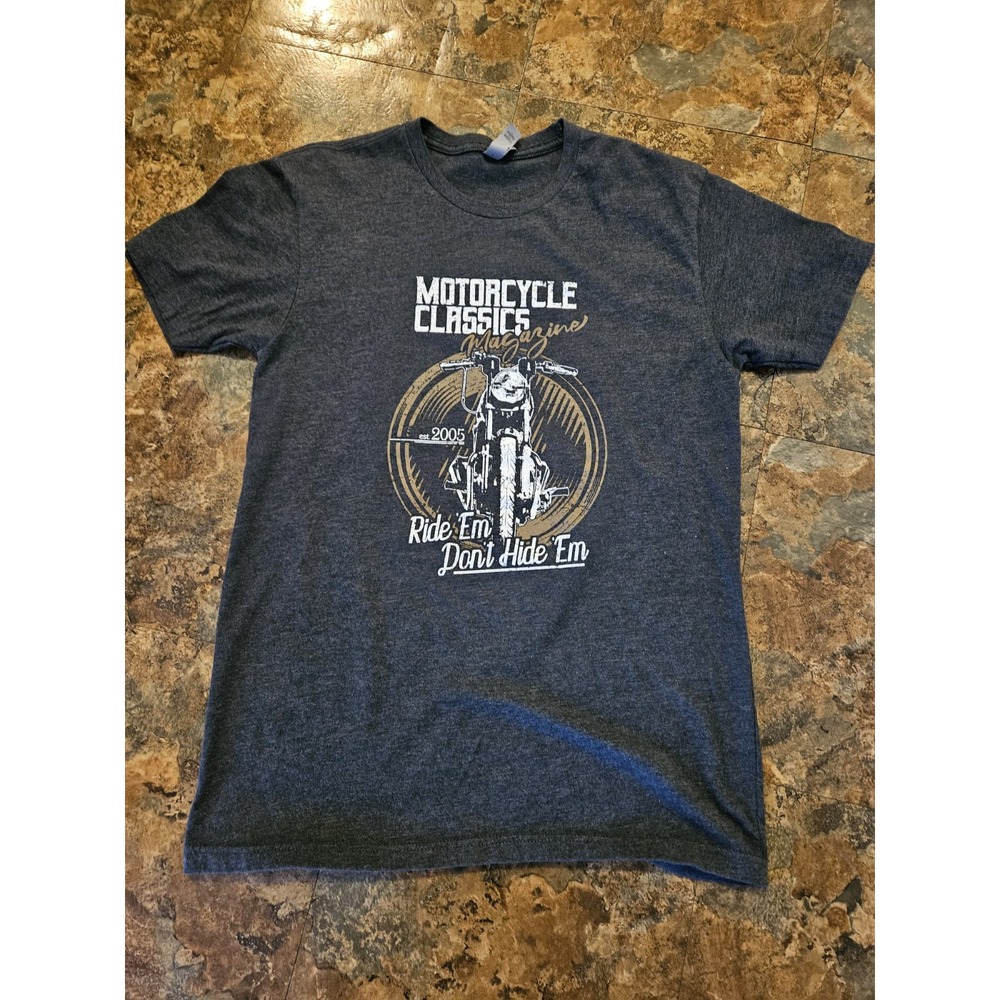 Motorcycle Classic Magazine Graphic T-Shirt Medium Black Next Level‎ Apparel